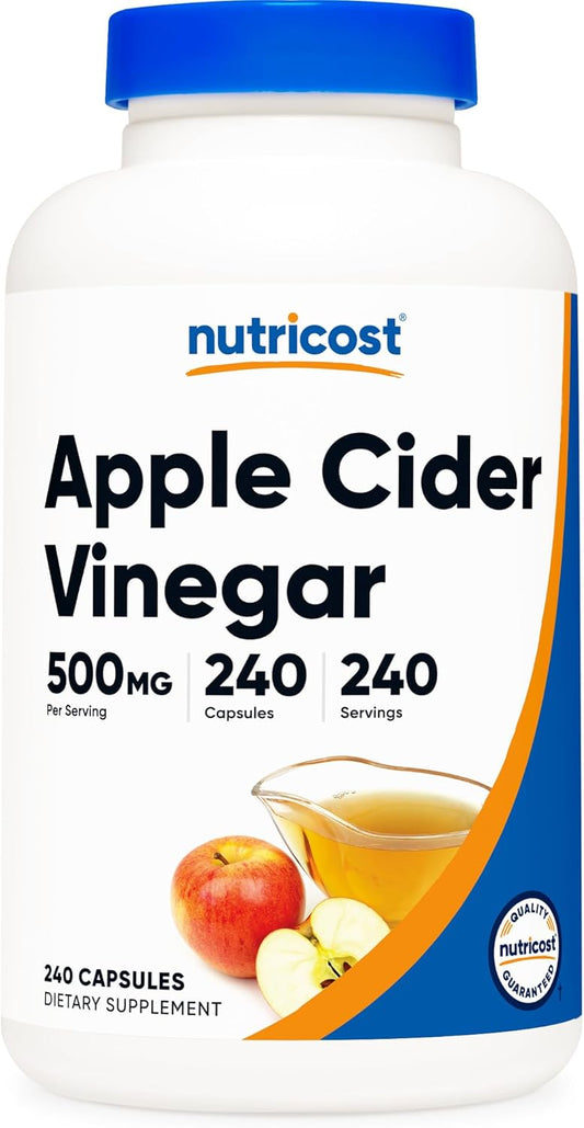 Nutricost Apple Cider Vinegar Capsules - 500mg, 240 Vegetarian Capsules - Natural, GMP, Non-GMO, Gluten Free