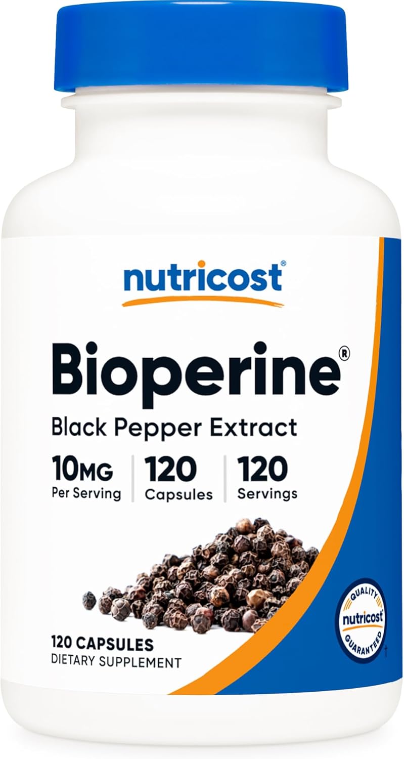 Nutricost Bioperine Capsules - 10mg Per Serving, 120 Count, Gluten-Free