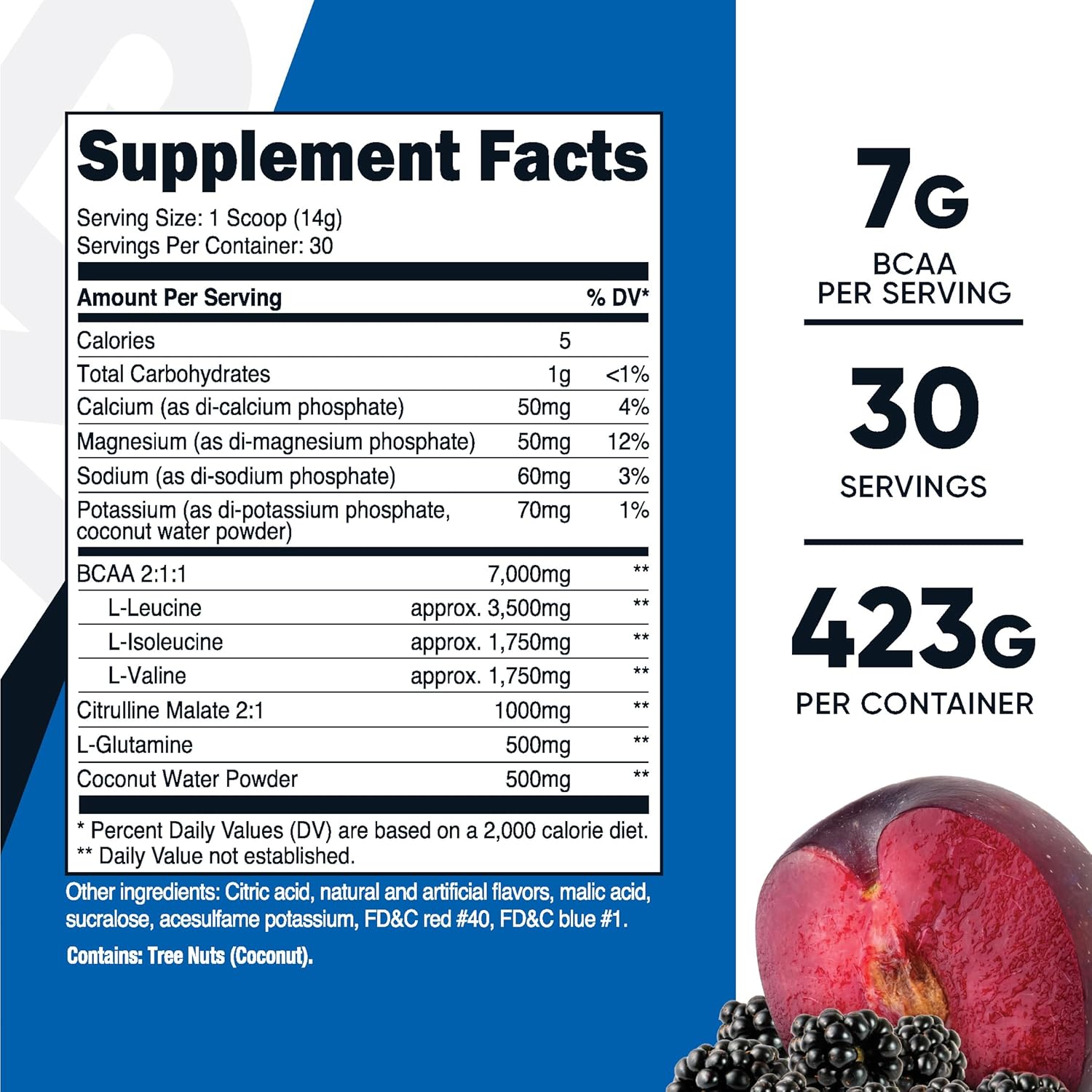 Nutricost BlackBerry Plum BCAA + Hydration Powder - 30 Servings, Gluten-Free, Non-GMO - Amino Acids with Hydration Complex - BoostGo Australia