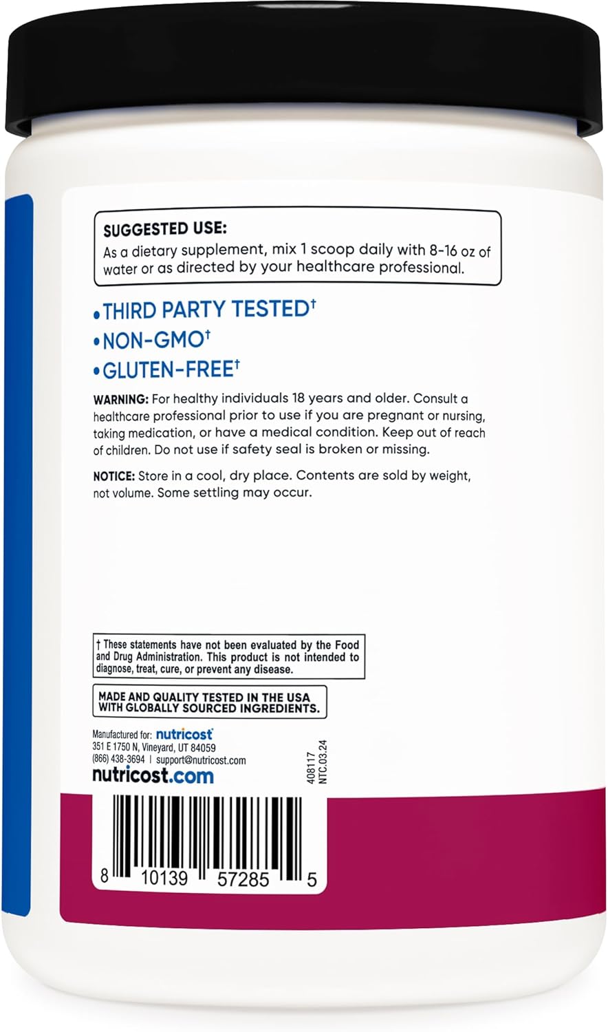 Nutricost BlackBerry Plum BCAA + Hydration Powder - 30 Servings, Gluten-Free, Non-GMO - Amino Acids with Hydration Complex - BoostGo Australia