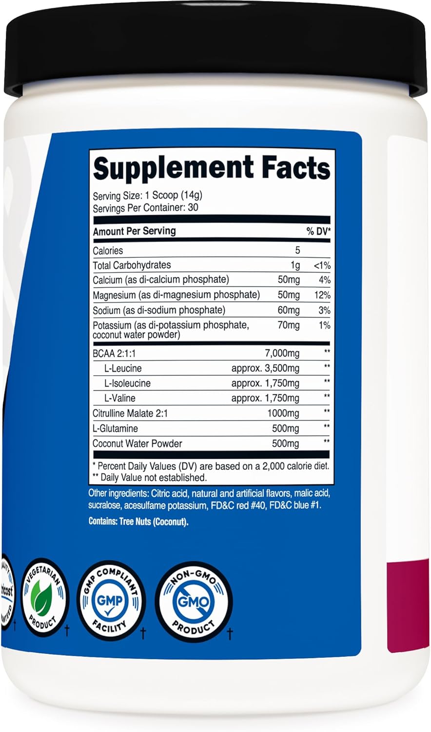 Nutricost BlackBerry Plum BCAA + Hydration Powder - 30 Servings, Gluten-Free, Non-GMO - Amino Acids with Hydration Complex - BoostGo Australia