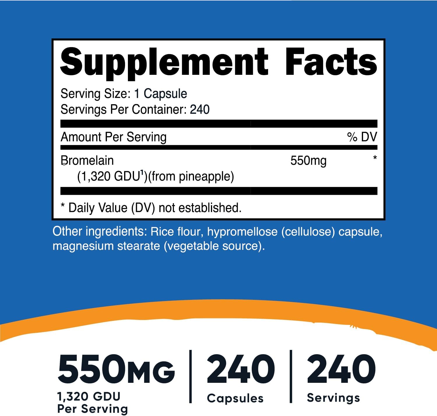 Nutricost Bromelain Capsules - 240 Capsules, 550 MG Per Serving, Vegan, Non-GMO, GMP Compliant