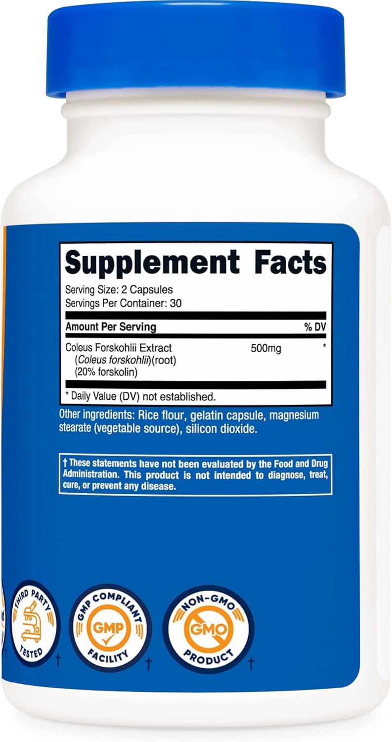 Nutricost Coleus Forskohlii 500mg - Maximum Strength Formula 120 Capsules (2 Bottles)