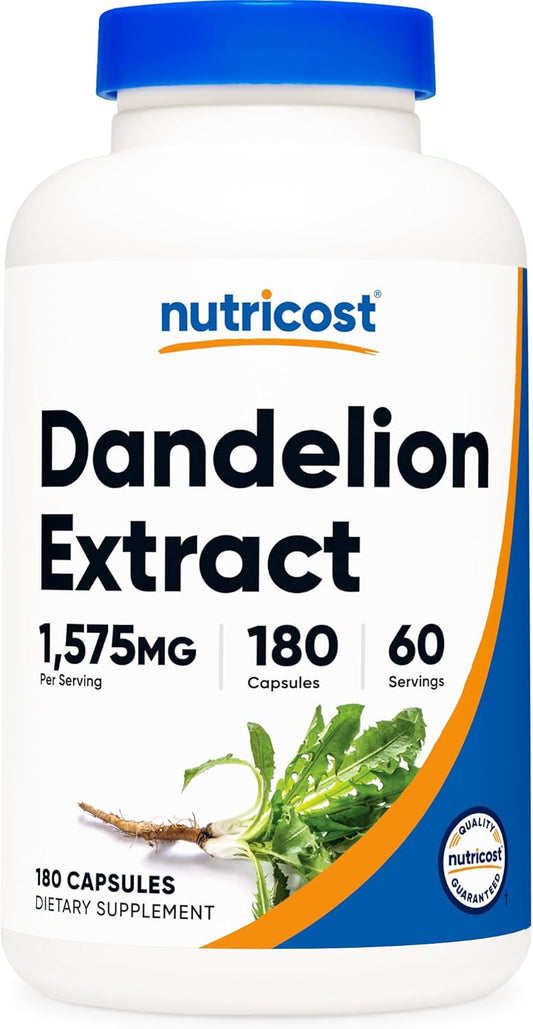 Nutricost Dandelion Extract Capsules - 1575mg Per Serving (180 Caps) - Non-GMO & Gluten Free - 5:1 Extract (7,875mg Equivalent)
