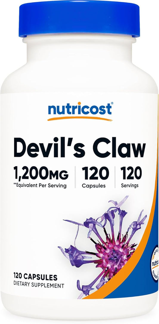 Nutricost Devils Claw 1200mg Equivalent - 120 Veggie Caps, Non-GMO, Gluten Free, Vegetarian Friendly - BoostGo Australia