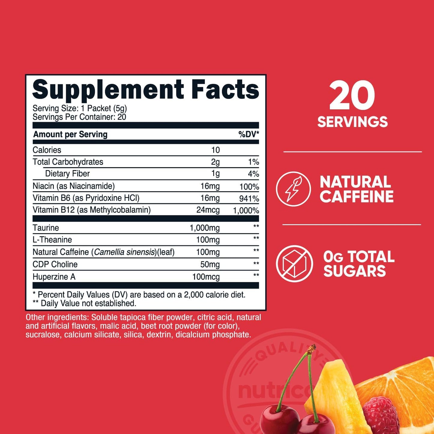 Nutricost Energy Complex Stickpack - 20 Servings, Fruit Punch Flavored, Gluten-Free and Non-GMO