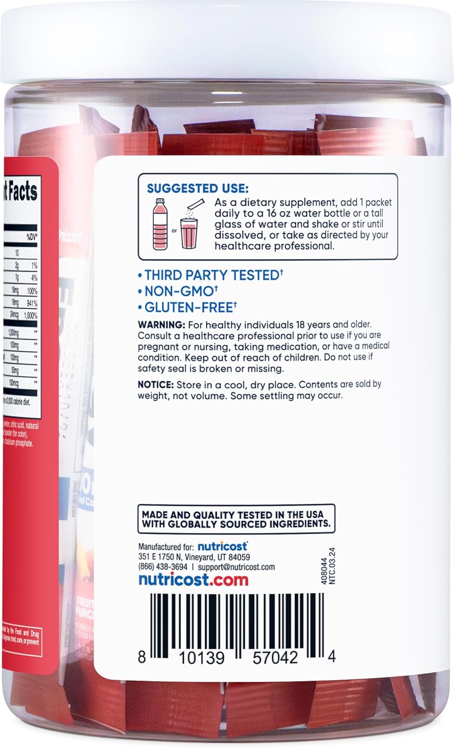 Nutricost Energy Complex Stickpack - 20 Servings, Fruit Punch Flavored, Gluten-Free and Non-GMO