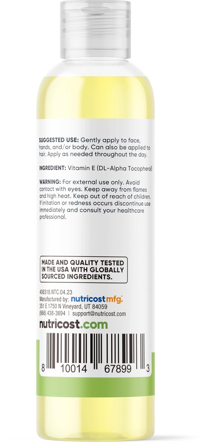 Nutricost Essentials Vitamin E Oil - 8 oz (230,000 IU) for Skin, Hair, Nails - Premium Vitamin E Oil