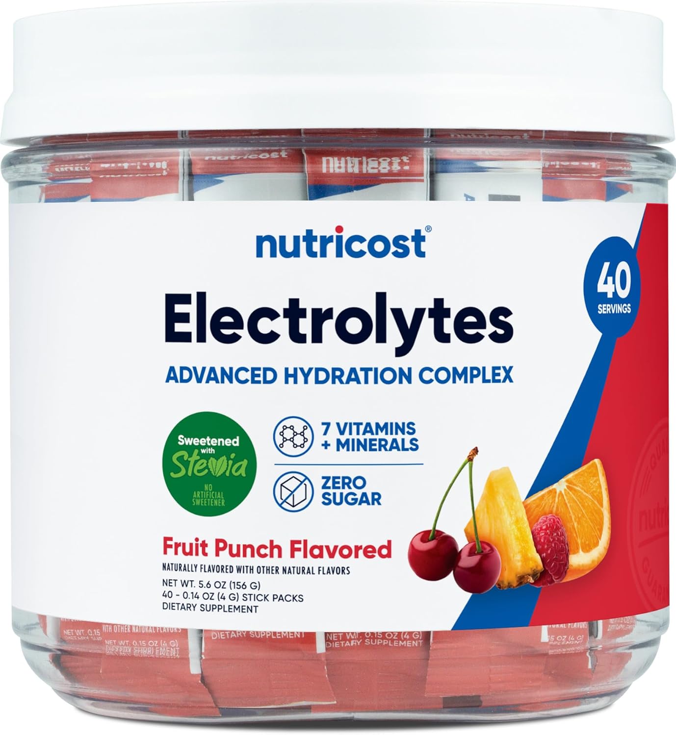 Nutricost Fruit Punch Electrolyte Stickpacks - Enhanced Hydration Formula