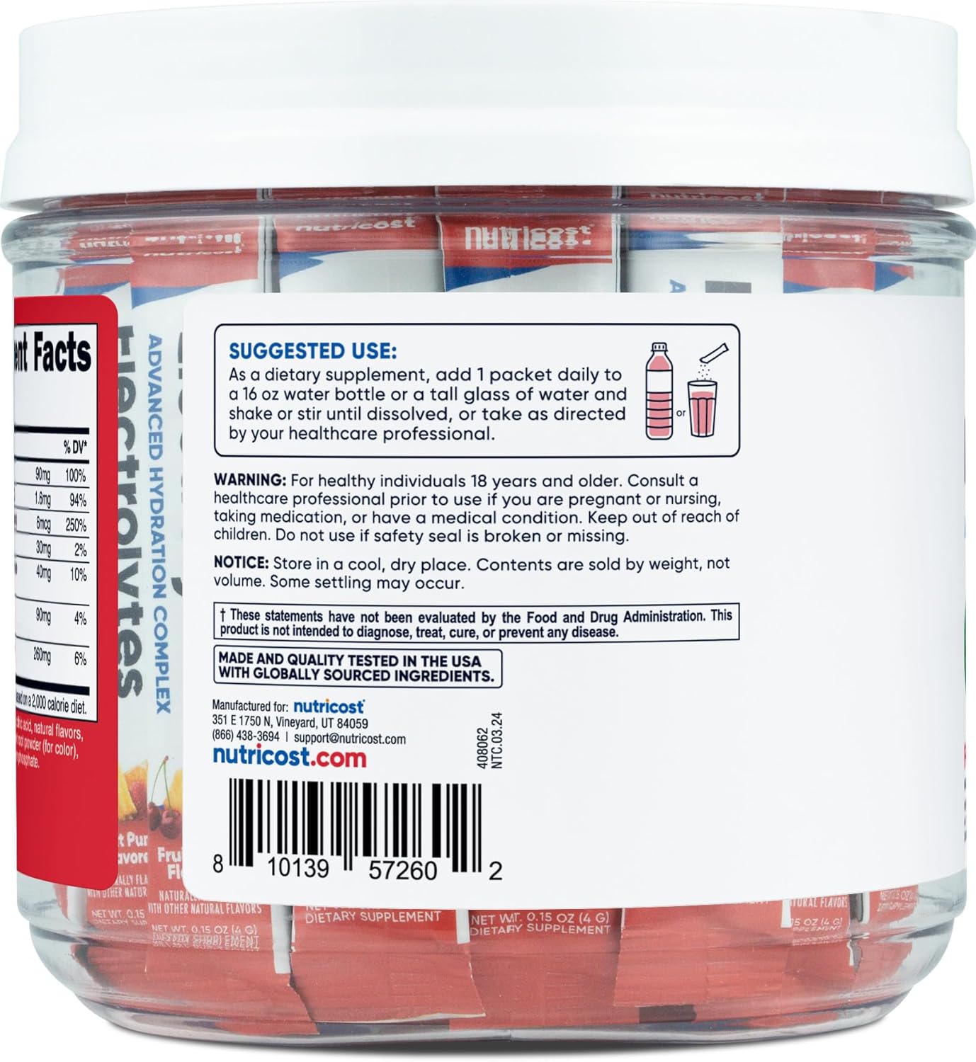 Nutricost Fruit Punch Electrolyte Stickpacks - Enhanced Hydration Formula