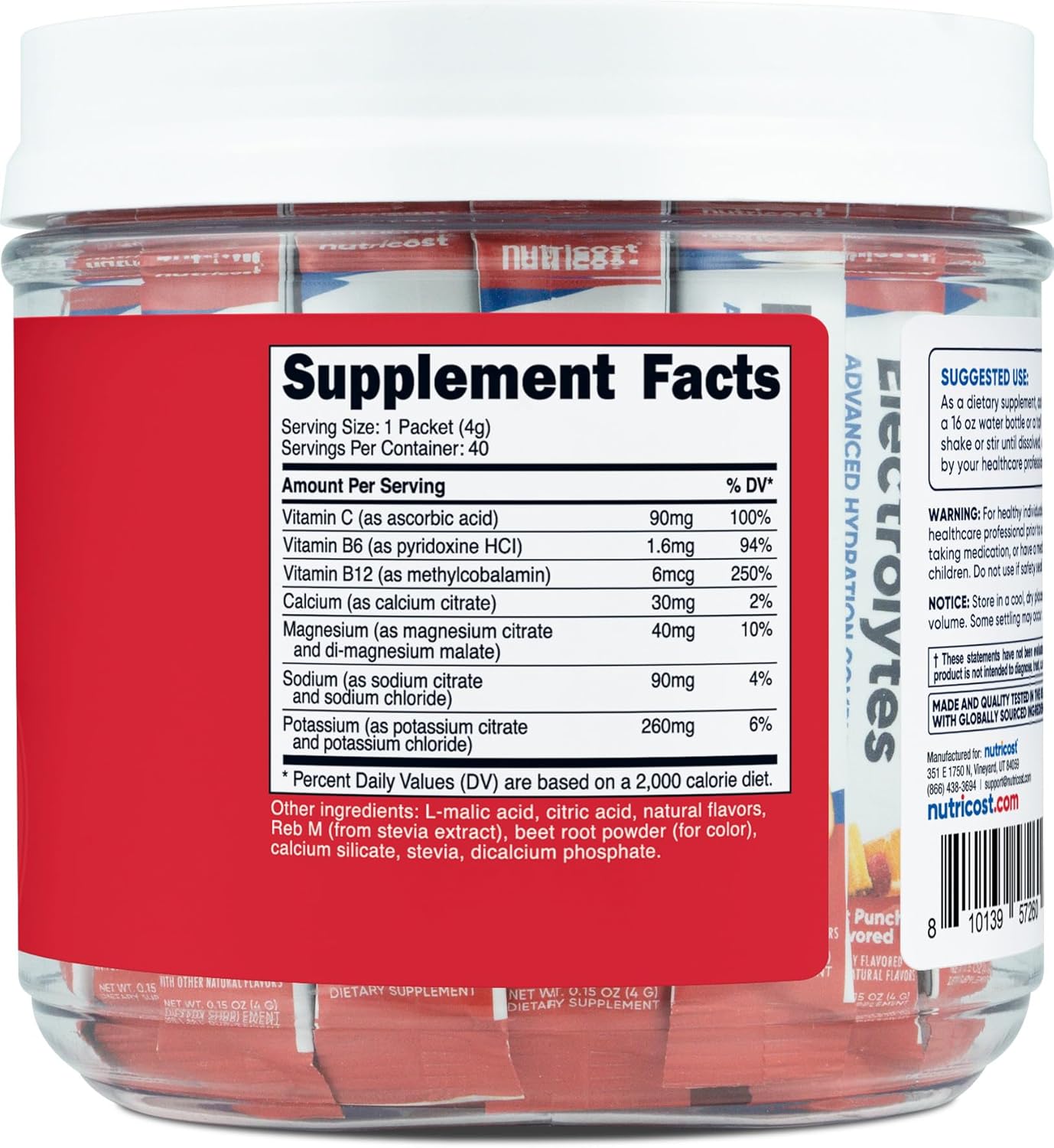 Nutricost Fruit Punch Electrolyte Stickpacks - Enhanced Hydration Formula