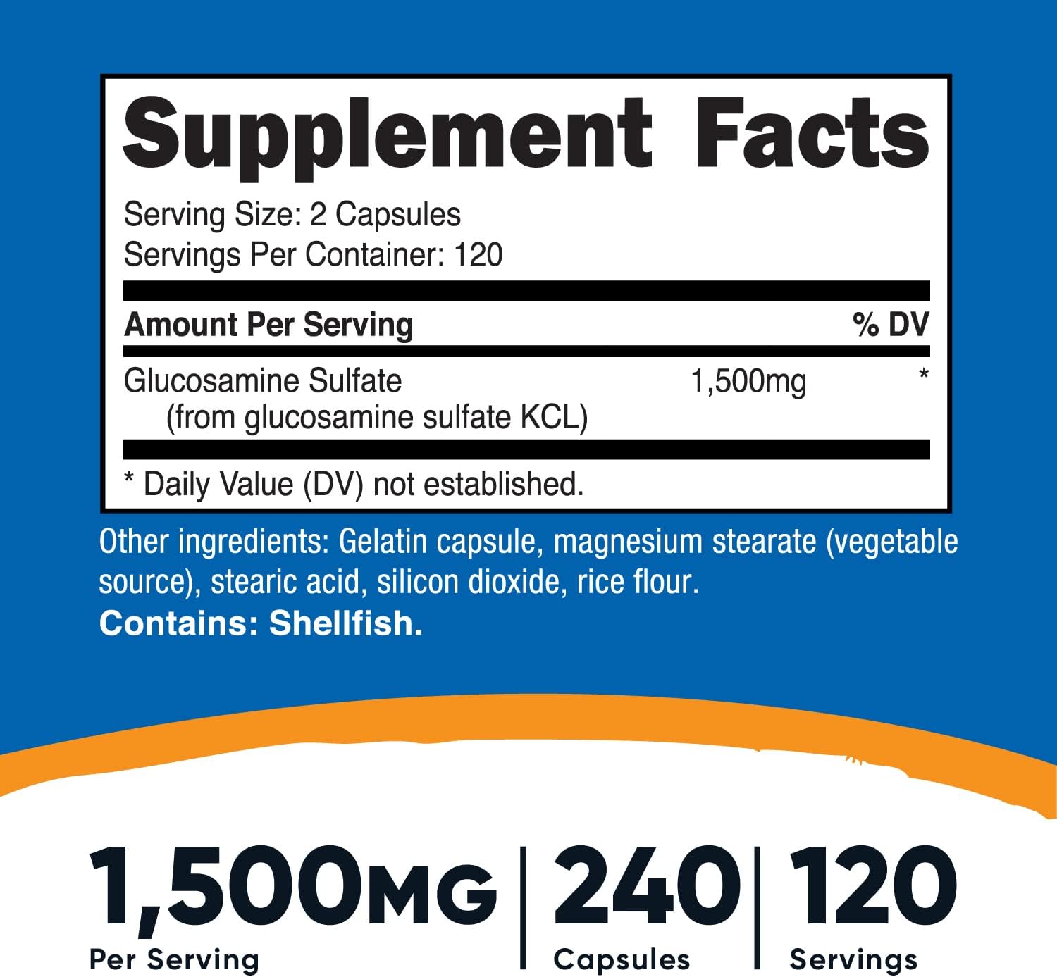 Nutricost Glucosamine Sulfate Capsules - 240 Count (3 Bottles) - 1500mg Per Serving - Joint Support Supplement