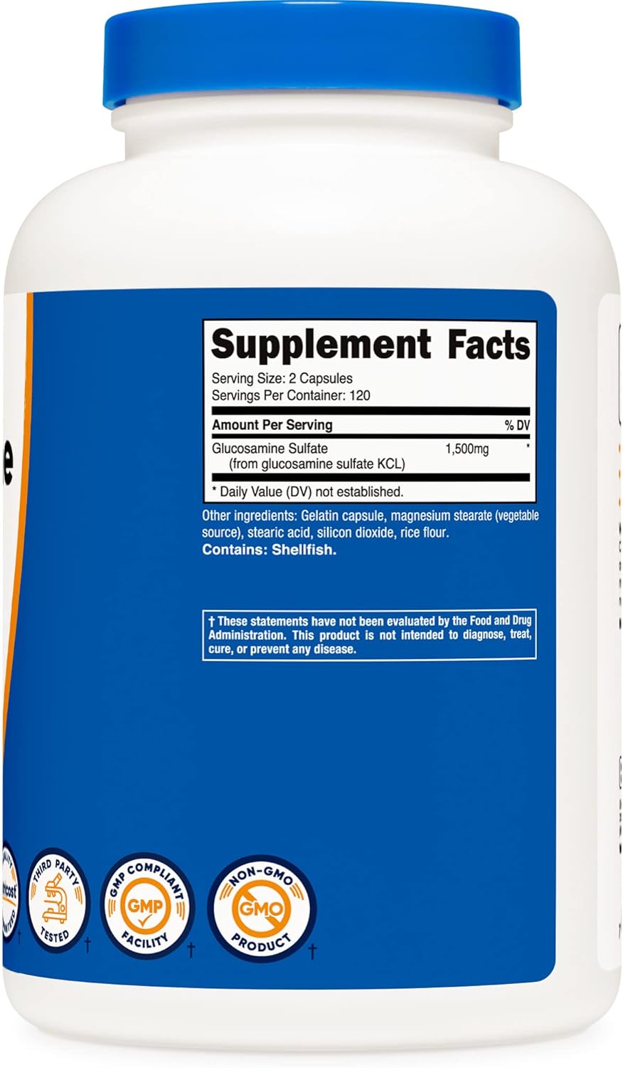 Nutricost Glucosamine Sulfate Capsules - 240 Count (3 Bottles) - 1500mg Per Serving - Joint Support Supplement