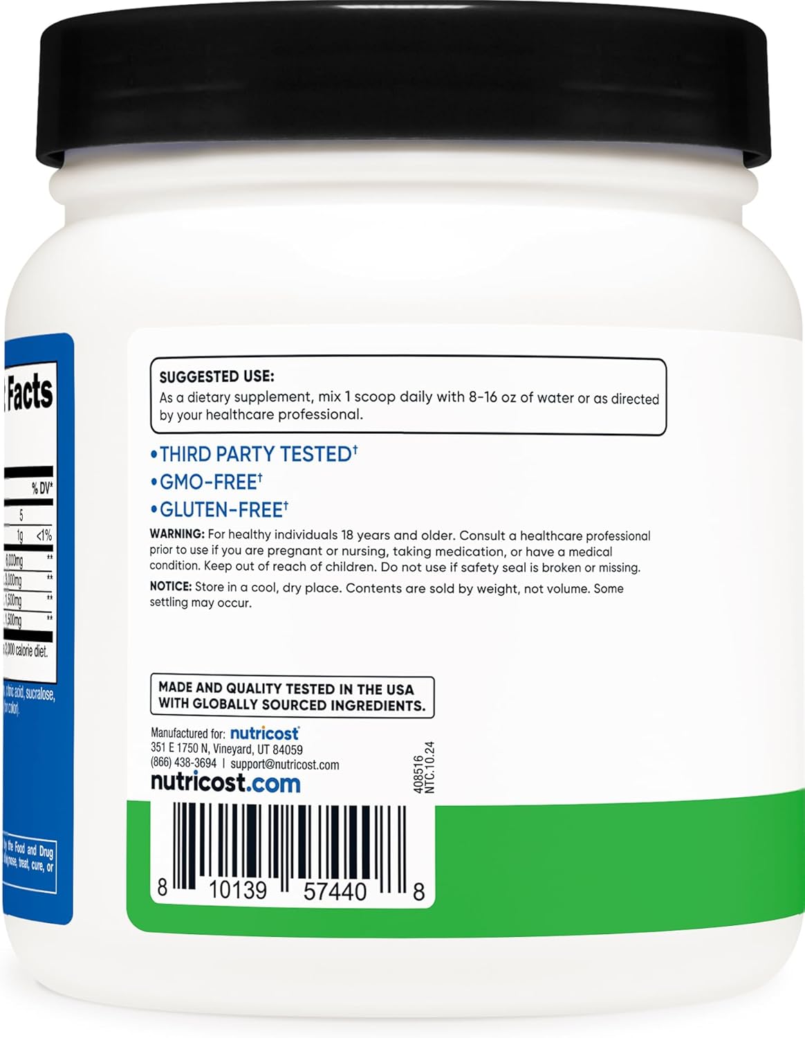 Nutricost Green Apple BCAA Powder 2:1:1 - 60 Servings - BoostGo Australia