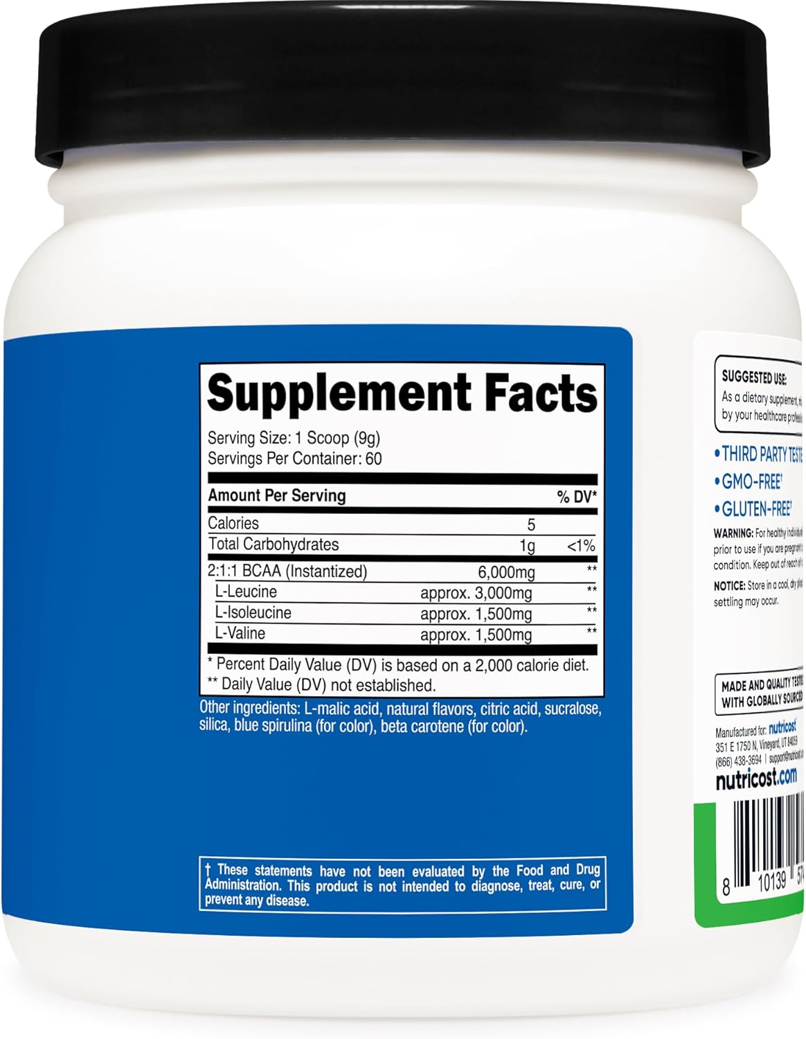 Nutricost Green Apple BCAA Powder 2:1:1 - 60 Servings - BoostGo Australia