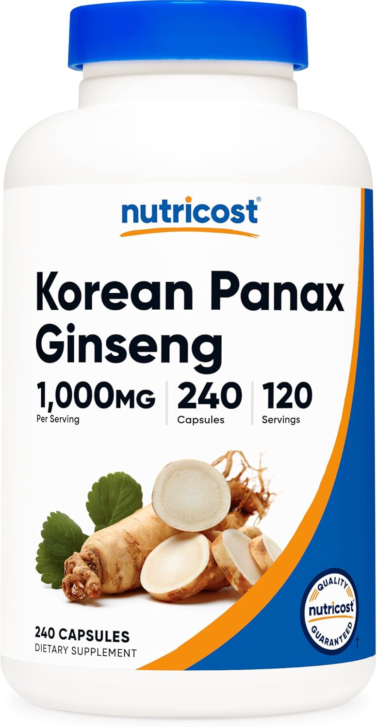 Nutricost Korean Panax Red Ginseng Capsules - 1000mg, 240 Count - Non-GMO & Gluten Free - 120 Servings of 500mg Per Capsule