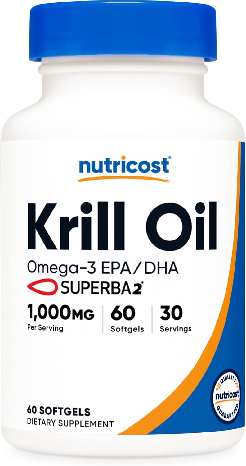 Nutricost Krill Oil 1000mg Softgels - Omega-3 EPA-DHA Supplement with Superbakrill (60 Count) - BoostGo Australia