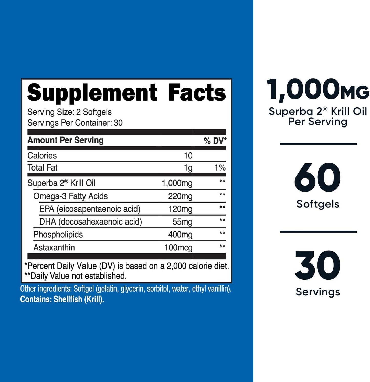 Nutricost Krill Oil 1000mg Softgels - Omega-3 EPA-DHA Supplement with Superbakrill (60 Count) - BoostGo Australia