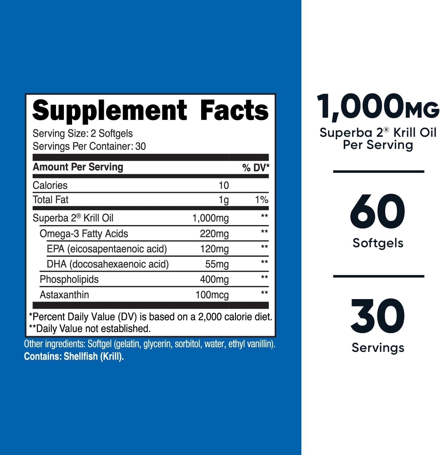 Nutricost Krill Oil 1000mg Softgels - Omega-3 EPA-DHA Supplement with Superbakrill (60 Count) - BoostGo Australia