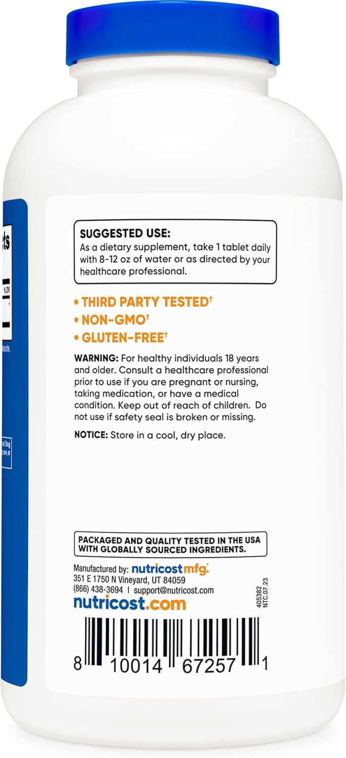 Nutricost L-Lysine 1000mg Tablets - 240 Count, Gluten-Free, Non-GMO, Vegetarian-Friendly