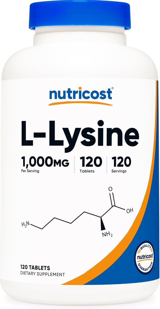 Nutricost L-Lysine 1000mg Tablets - Gluten Free, Non-GMO, Vegetarian-Friendly - 120 Count