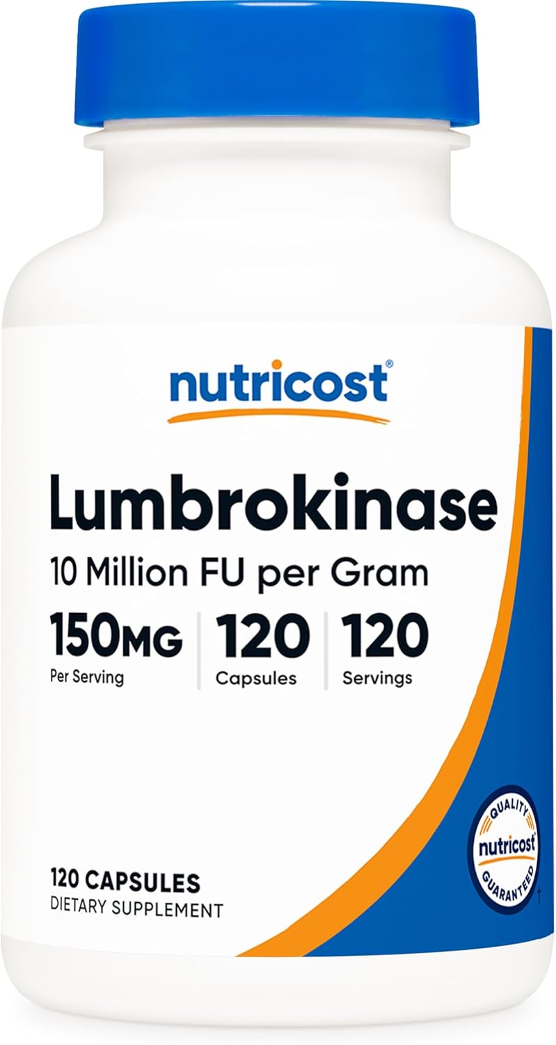 Nutricost Lumbrokinase Capsules 150 mg (120 Capsules) - Gluten-Free, Vegan, Non-GMO Formula