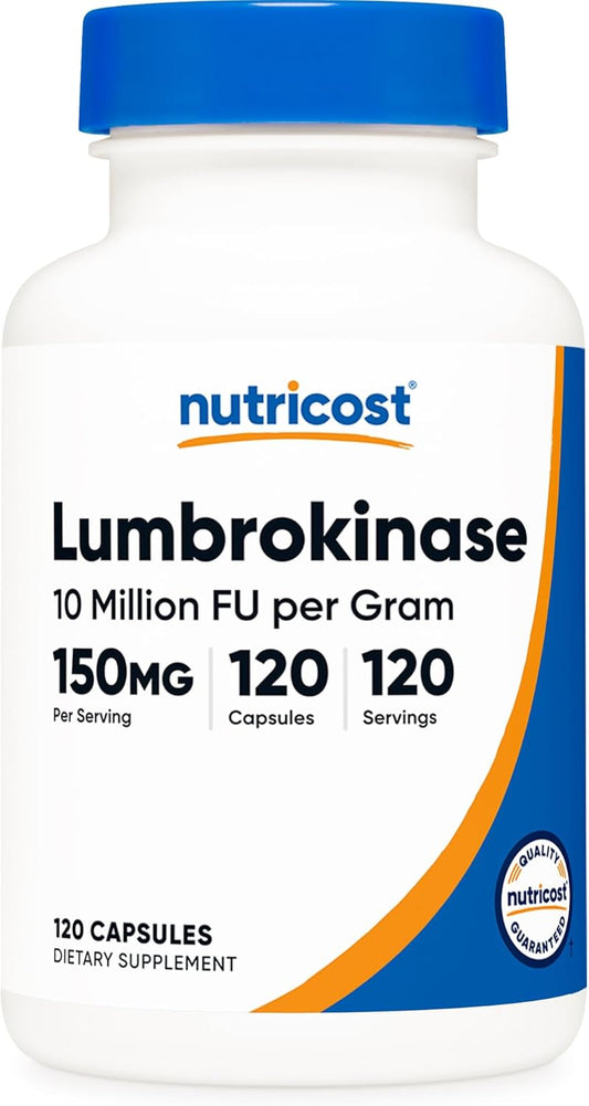 Nutricost Lumbrokinase Capsules 150 mg (120 Capsules) - Gluten-Free, Vegan, Non-GMO Formula