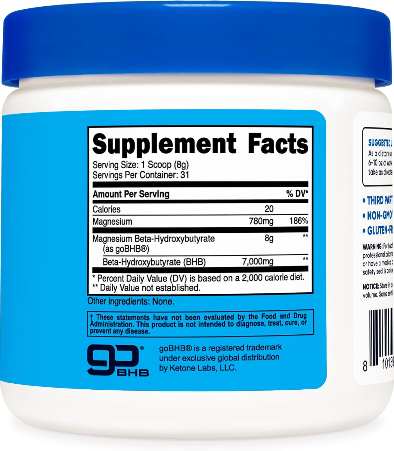 Nutricost Magnesium BHB Salts - 250g Unflavored Exogenous Ketone Supplement