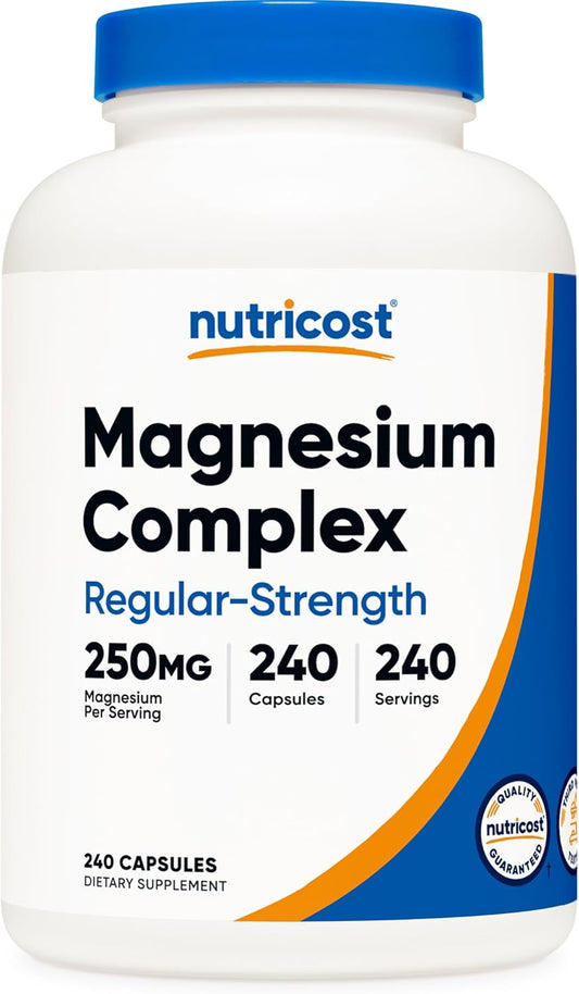 Nutricost Magnesium Complex 250mg - 240 Capsules with Oxide, Citrate, and Glycinate - Gluten Free & Non-GMO - High-Quality Magnesium Supplement