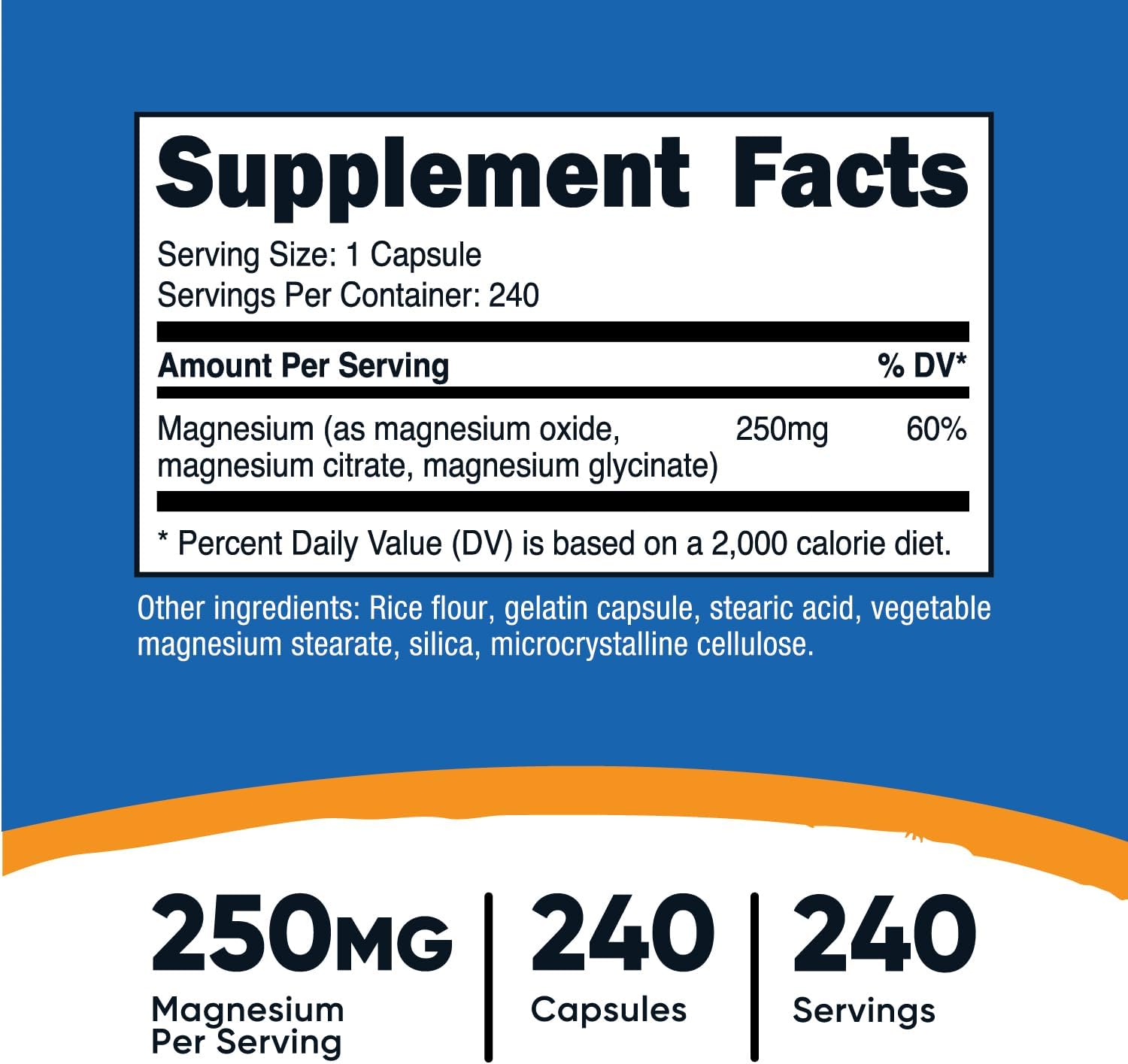 Nutricost Magnesium Complex 250mg - 240 Capsules with Oxide, Citrate, and Glycinate - Gluten Free & Non-GMO - High-Quality Magnesium Supplement