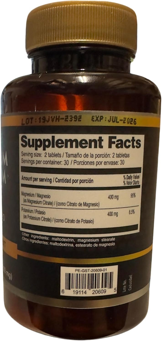Nutricost Magnesium Potassium Citrate Capsules - 400mg Potassium & 400mg Magnesium Citrates - 60 Tablets Dietary Supplement - BoostGo Australia