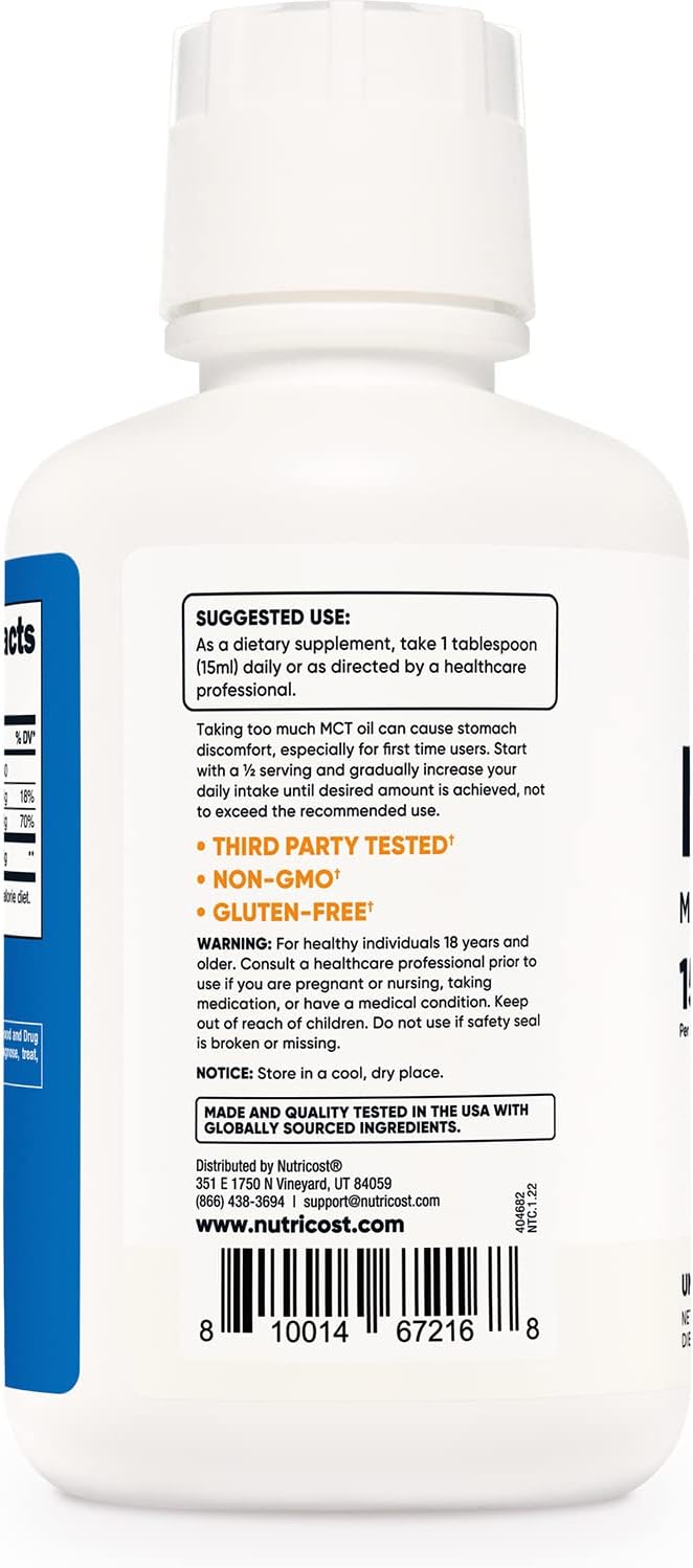 Nutricost MCT Oil - 16oz - Keto, Paleo, Non-GMO