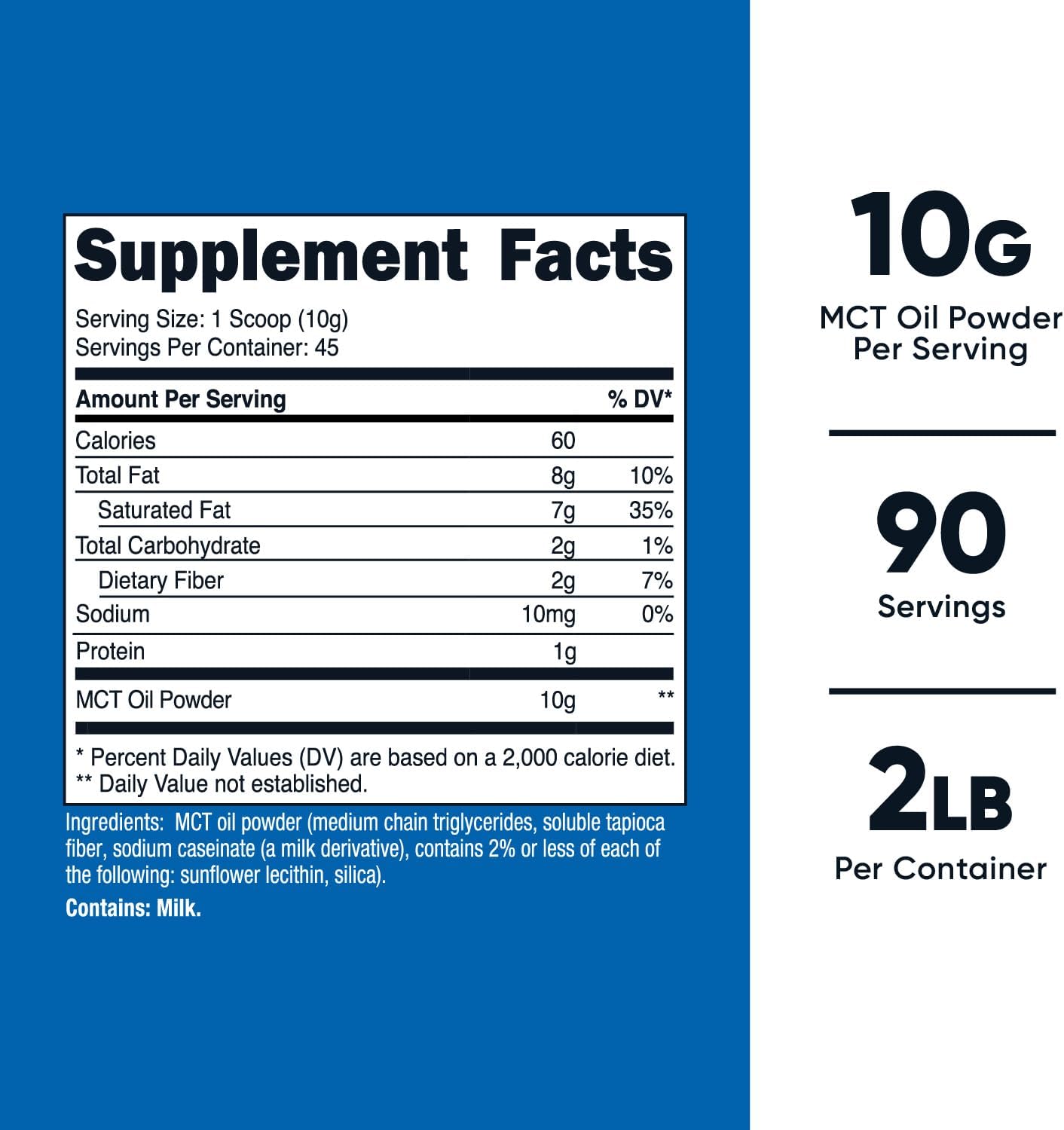 Nutricost MCT Oil Powder 1LB - Ideal for Keto & Ketogenic Diets - Zero Net Carbs, Non-GMO, Gluten-Free - 16oz (Medium Chain Triglyceride)