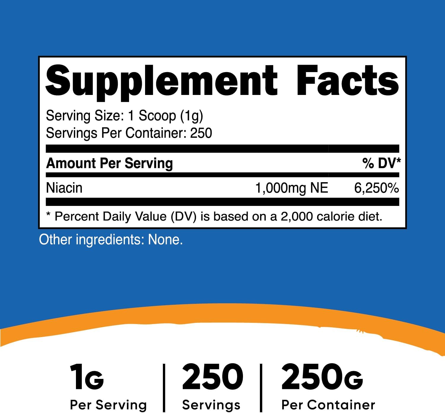 Nutricost Niacin Vitamin B3 Powder 250g - High-Quality Niacin Powder with 1g Per Serving - Flush-Free Formula