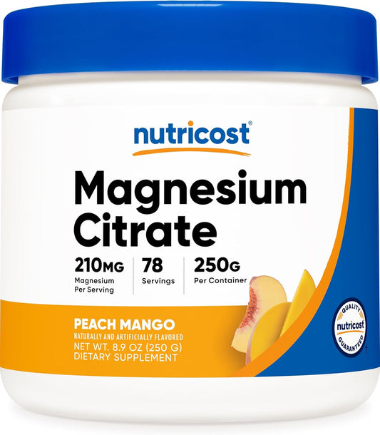 Nutricost Peach Mango Magnesium Citrate Powder - 250 Grams