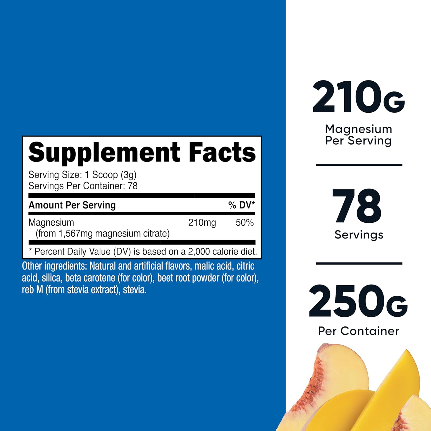 Nutricost Peach Mango Magnesium Citrate Powder - 250 Grams