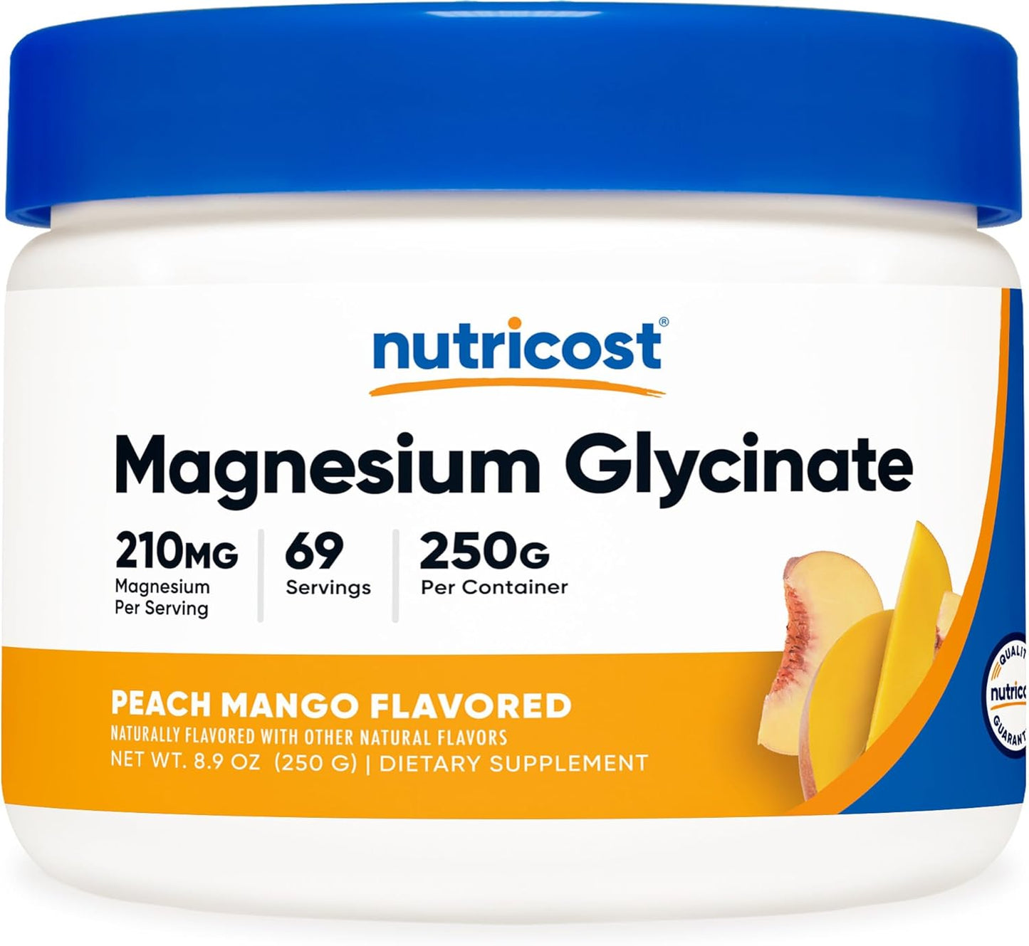 Nutricost Peach Mango Magnesium Glycinate Powder - 250 Grams