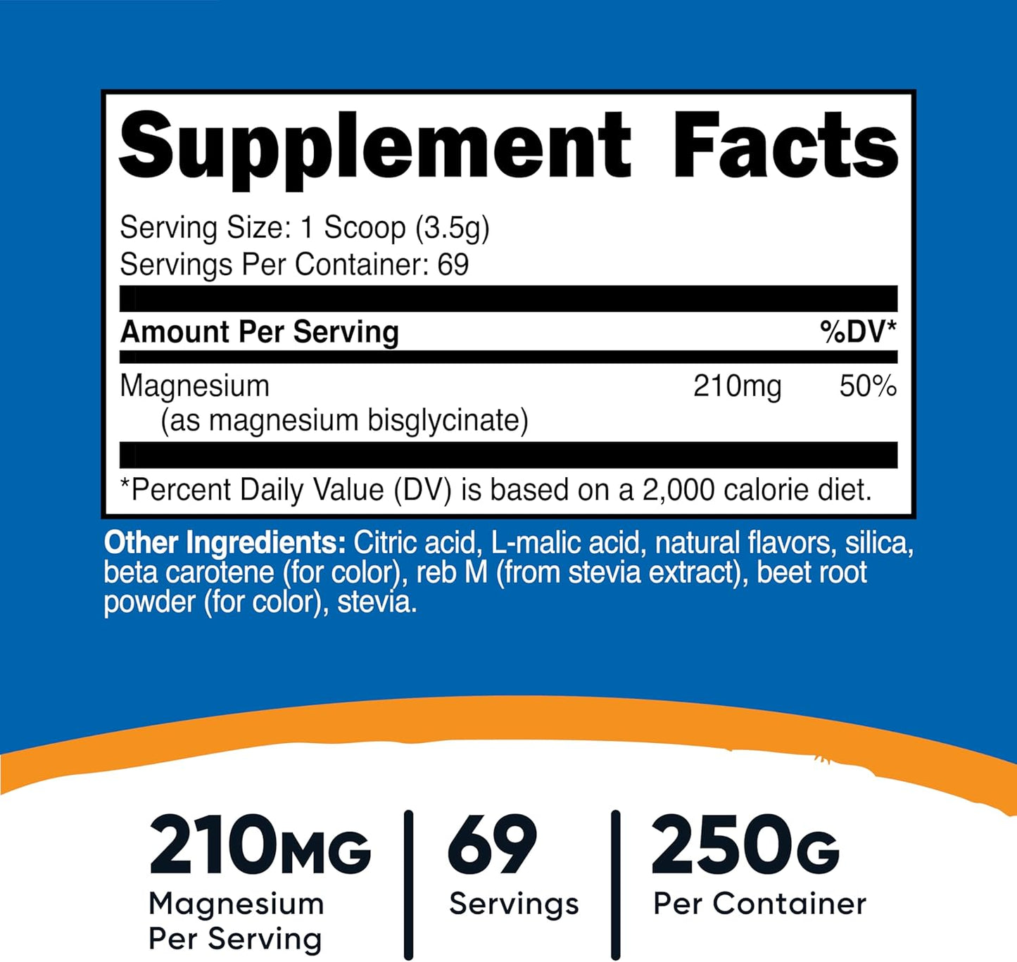 Nutricost Peach Mango Magnesium Glycinate Powder - 250 Grams