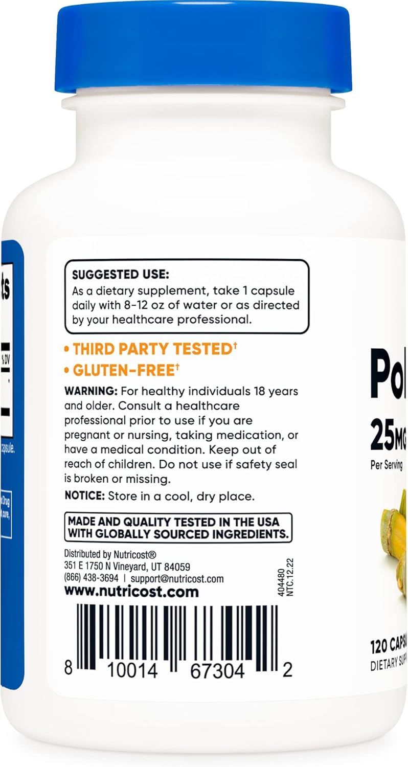 Nutricost Policosanol 25mg Capsules - Gluten-Free, Non-GMO, Vegetarian - 120 Count