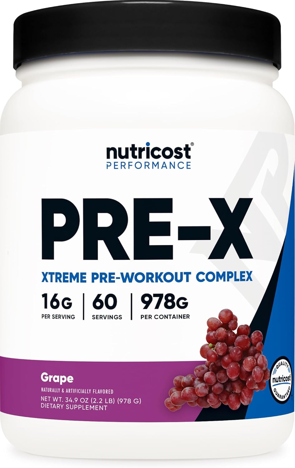 Nutricost Pre-X Xtreme Pre-Workout Complex Powder - Grape Flavor - 60 Servings - Vegetarian - Non-GMO - Gluten Free