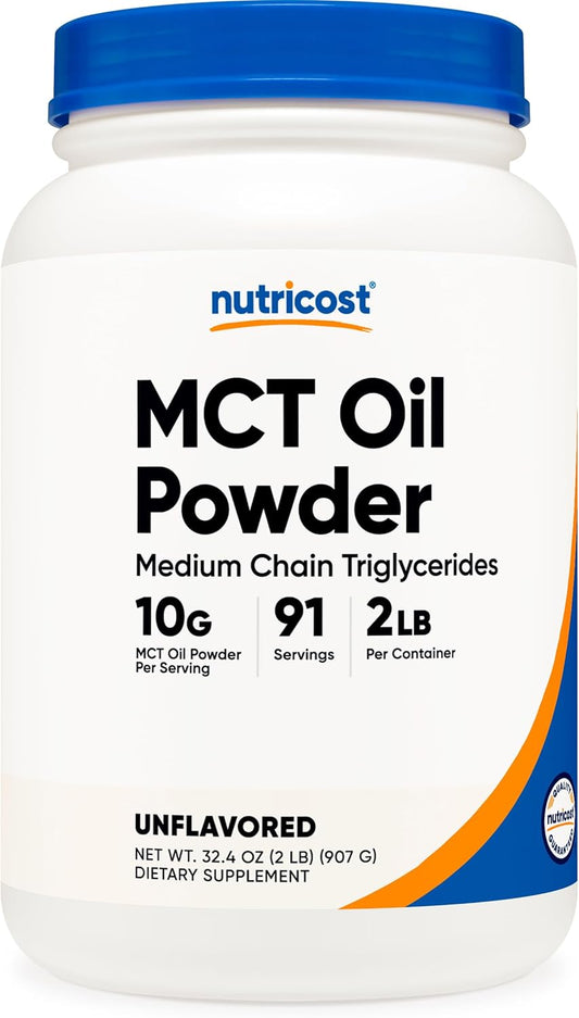 Nutricost Premium MCT Oil Powder - Ideal for Keto, Ketosis, and Ketogenic Diets - Non-GMO & Gluten Free - 2 LB (Unflavored)