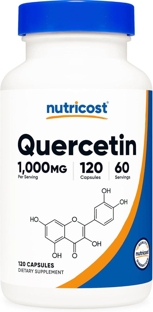 Nutricost Quercetin 1000mg Capsules - 120 Count, Vegetarian, Non-GMO, Gluten Free - 60 Servings, 500mg Each