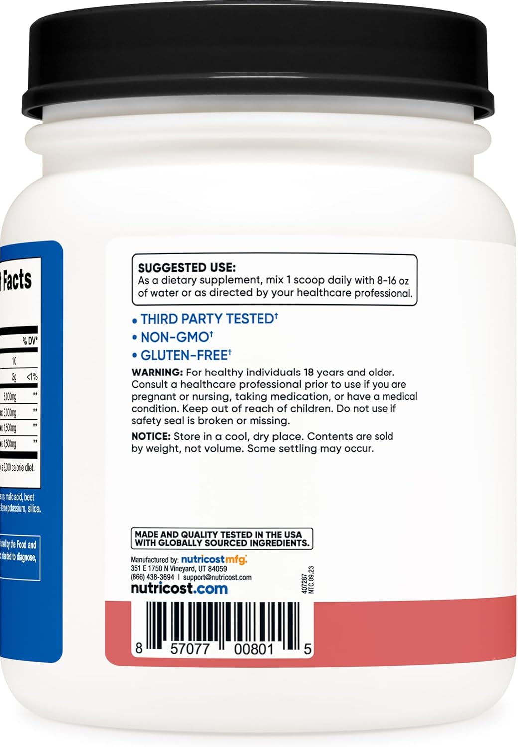 Nutricost Raspberry Lemonade BCAA Powder - 90 Servings, 2:1:1 Ratio