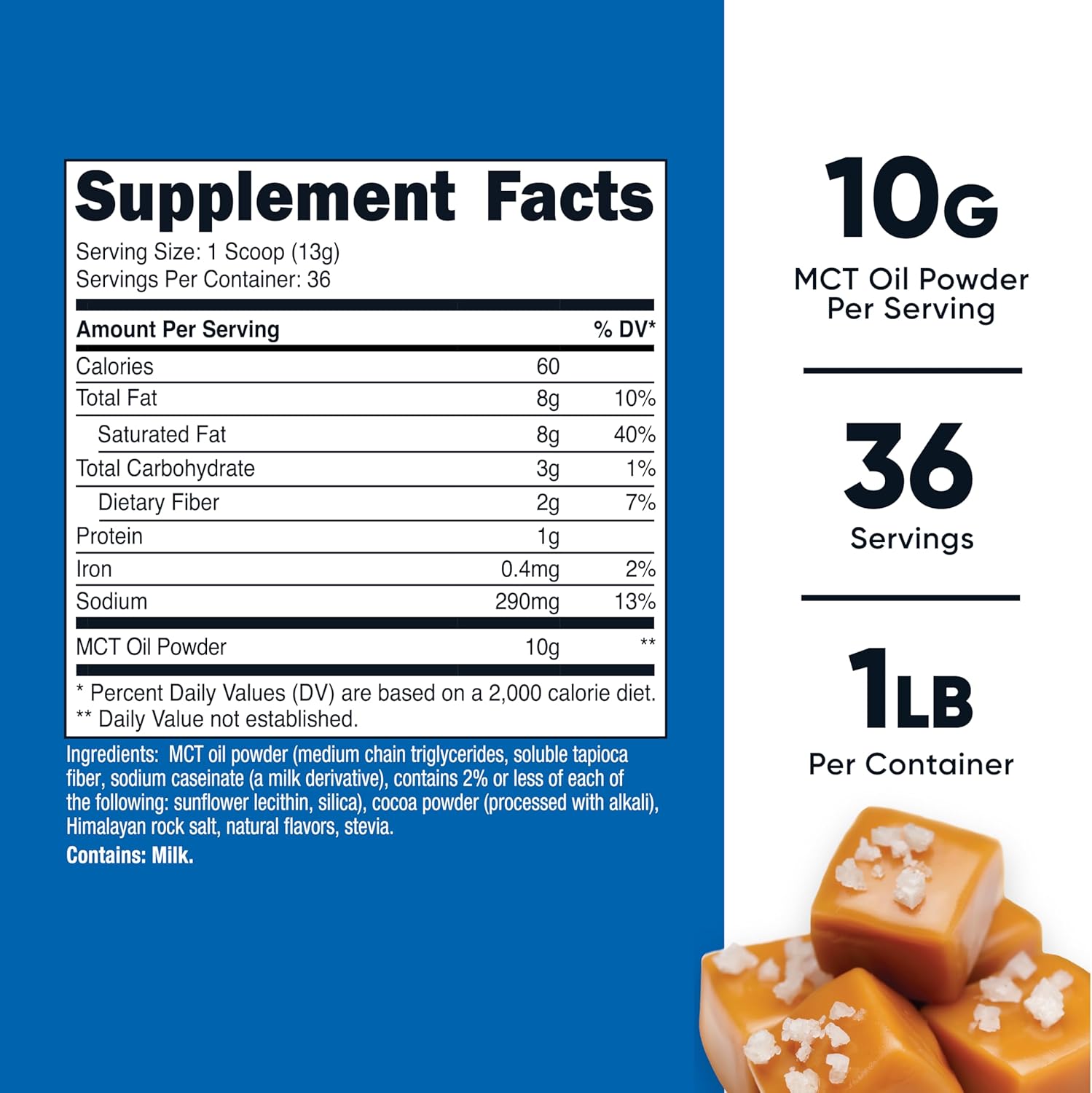 Nutricost Salted Caramel MCT Oil Powder - 1 LB - Ideal for Keto Diets - Non-GMO & Gluten Free