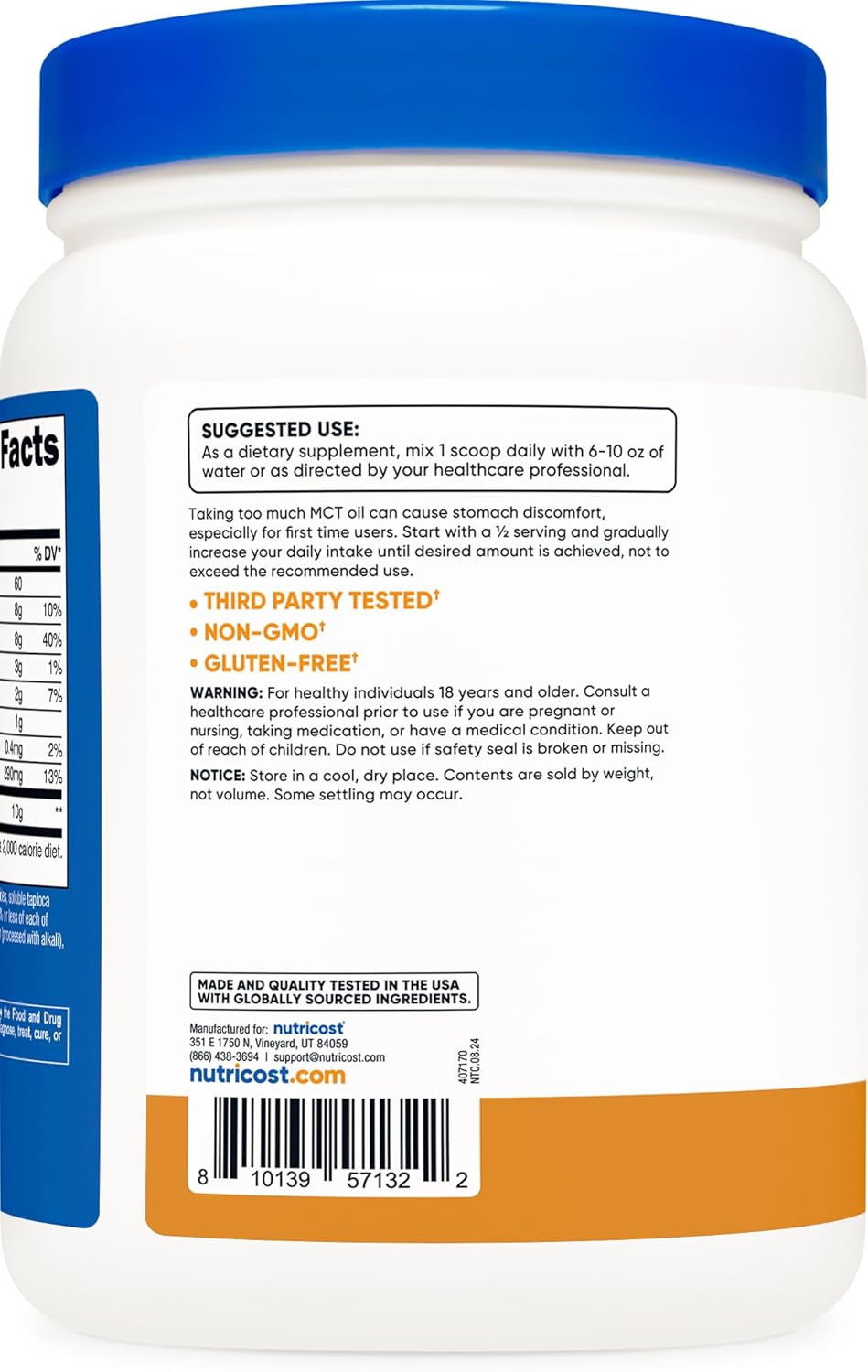 Nutricost Salted Caramel MCT Oil Powder - 1 LB - Ideal for Keto Diets - Non-GMO & Gluten Free