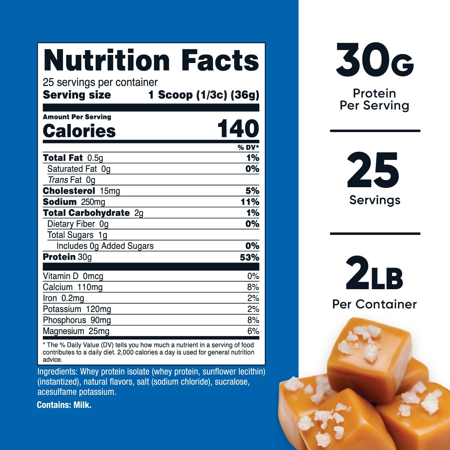 Nutricost Salted Caramel Whey Protein Isolate - 2LB Container for Enhanced Muscle Recovery