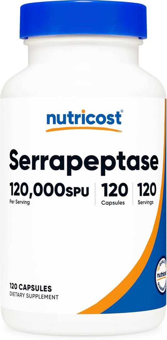Nutricost Serrapeptase 120,000 SPU Capsules - Gluten Free, Non-GMO, Vegetarian-Friendly Supplement