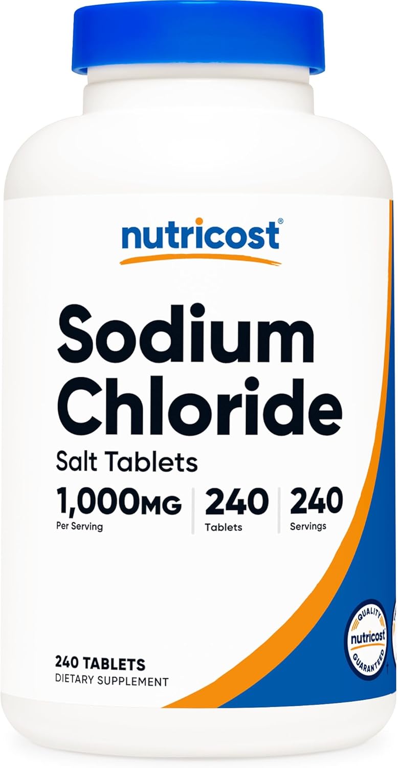 Nutricost Sodium Chloride Tablets - Non-GMO, Gluten Free Salt Tablets, 1000mg, 240 Count