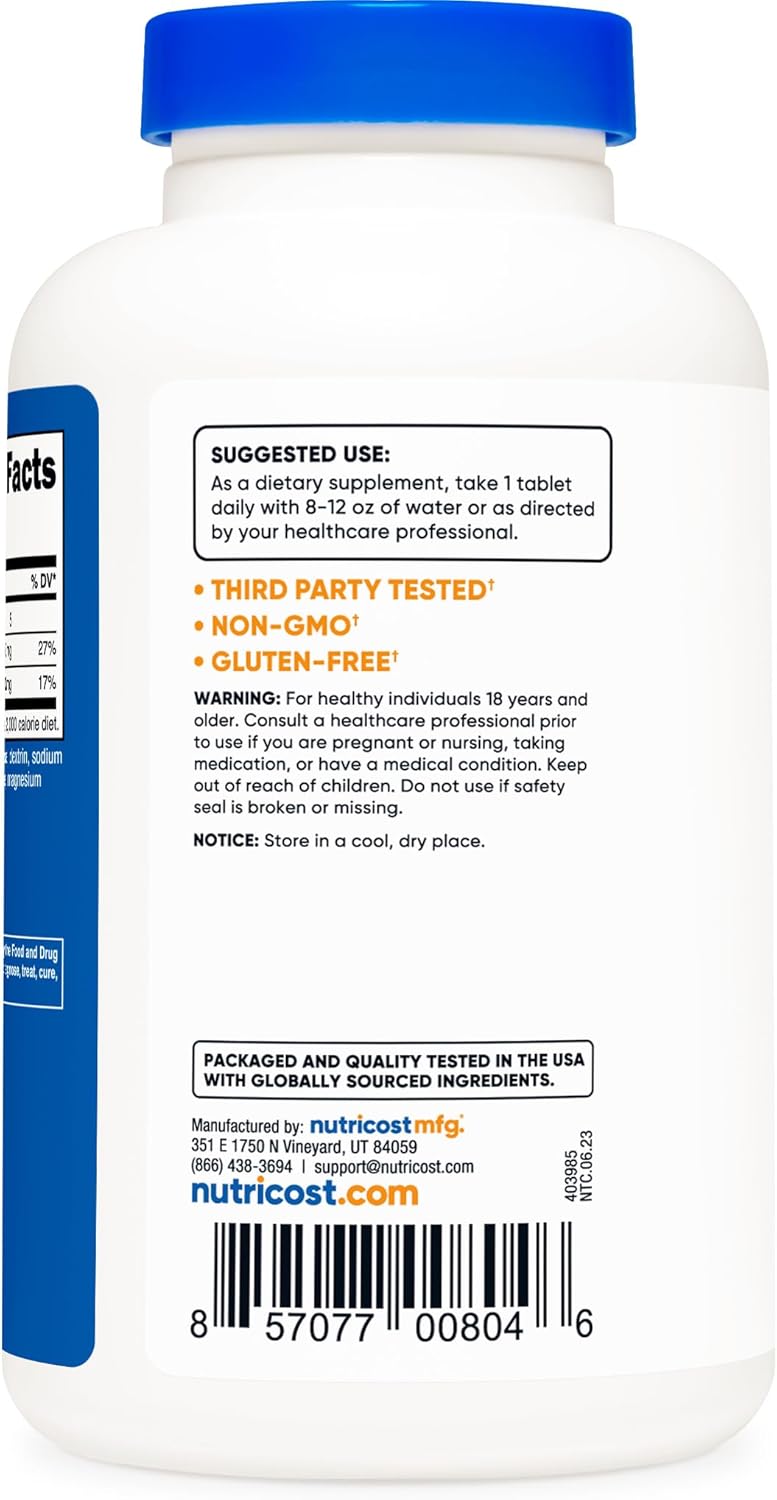 Nutricost Sodium Chloride Tablets - Non-GMO, Gluten Free Salt Tablets, 1000mg, 240 Count