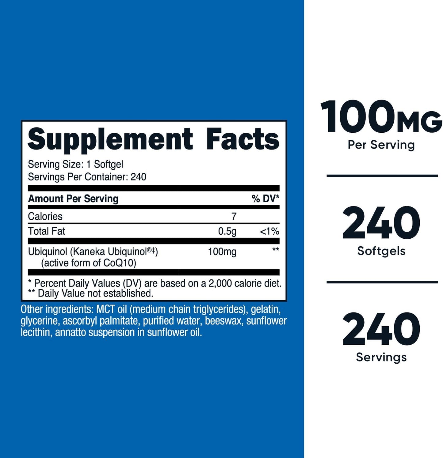 Nutricost Ubiquinol Softgels - 100mg, 240 Softgels | Superior CoQ10 Absorption | Antioxidant Supplement | Gluten Free, Non-GMO